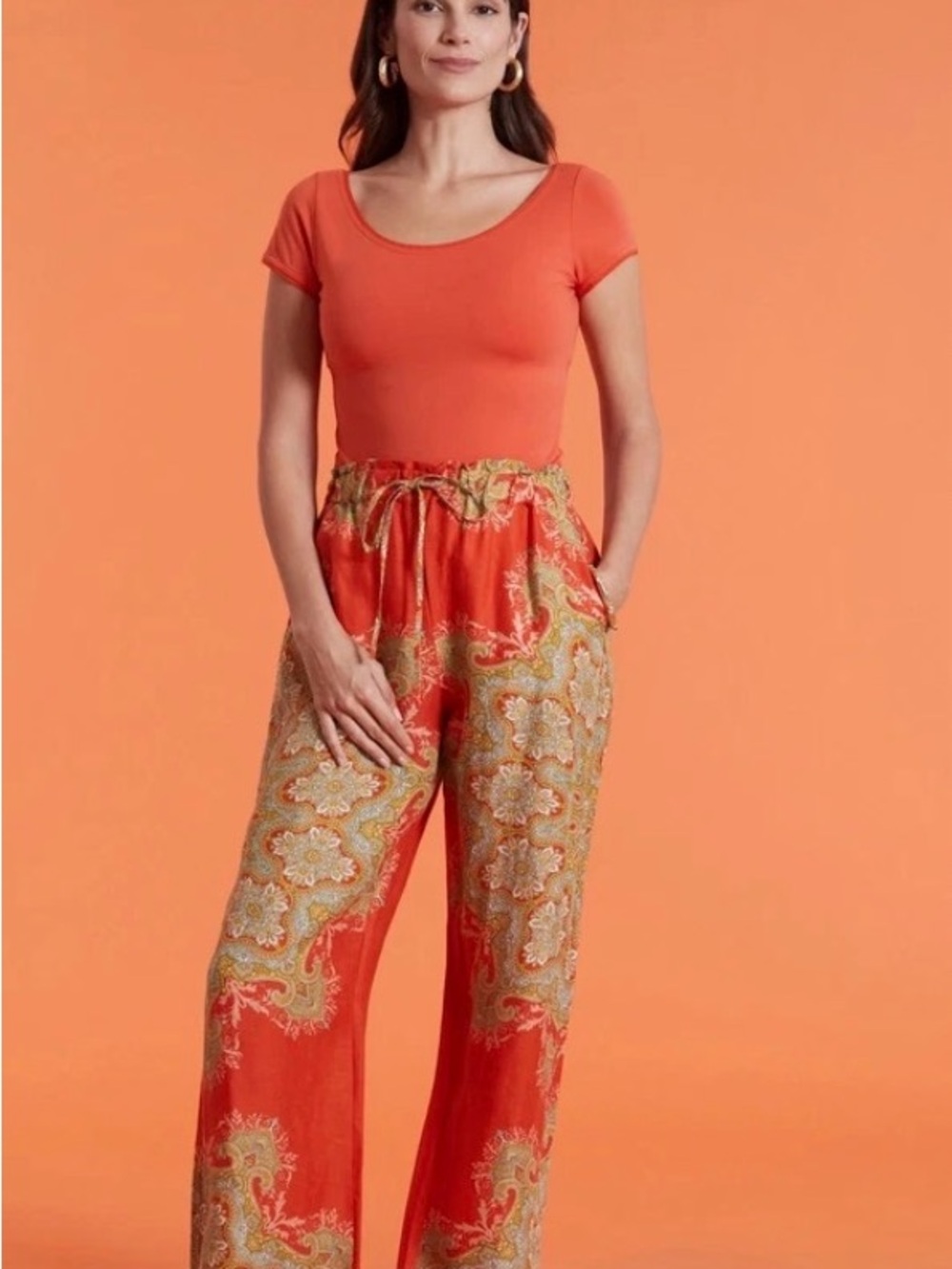 Tyler Boe Red and Green Paisley Maxi Skirt